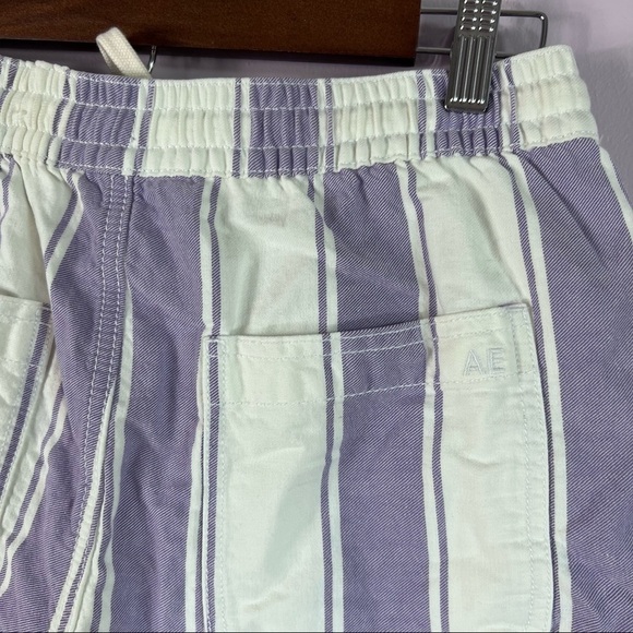 NWT American Eagle Outfitters Purple Stripe Cotton Drawstring Shortie Shorts XS - Picture 6 of 11